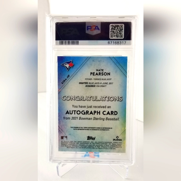 2021 Bowman Sterling Nate Pearson RC Auto Wave Ref # BSRA-NP - PSA 10 GEM MINT - Picture 2 of 3